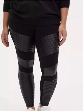 torrid Black Moto Panel Leggings with Ribbed Faux-Leather Insets